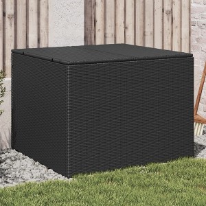 vidaXL Garden Storage Box Black 76.9 Gal Poly Rattan - 1 of 4