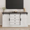 Homhougo 59" Farmhouse Dresser with 4 Drawers & Barn Doors, TV Stand Storage Cabinet for Bedroom, Living Room - 3 of 4