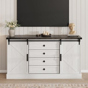Garvee 59 Inch 4 Drawer Wood Dresser for Bedroom with Sliding Barn Doors Lacquered Engineered - 1 of 4