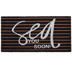 Storied Home Coir "Sea You Soon" Entry Doormat, Navy Stripe Design - 1 of 4