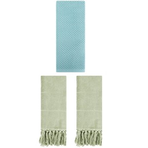 REGALWOVEN 3 Packs Cotton Soft Absorbent Tassels and Waffle Decorative Hand Towel - 1 of 4