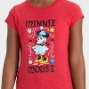 Girls' Disney Minnie Mouse Short Sleeve Graphic T-Shirt - Red - 2 of 4