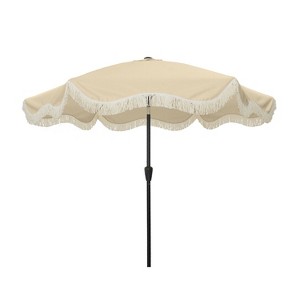 Mondawe 9 ft. Crank Design Bohemian Tassel Style Outdoor Market Umbrella with Full Fiberglass Rib - 1 of 1