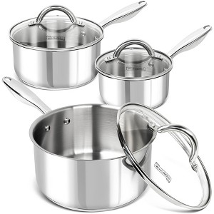 MICHELANGELO Saucepan Set, 18/10 Stainless Steel Sauce Pan with Lid, Tri-Ply Bottom Sauce Pot Set, Nonstick Saucepan, Induction Compatible - 1 of 4