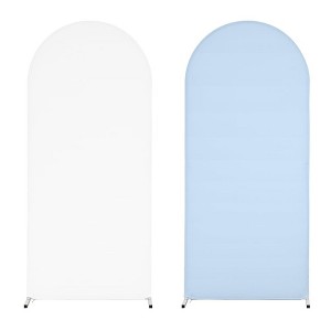 Arch Backdrop Cover, Spandex Fitted 2 Sided Color Wedding Arch Stand Covers, Round Top Backdrop Cover for Birthday Party Ceremony Banquet Decoration - 1 of 4