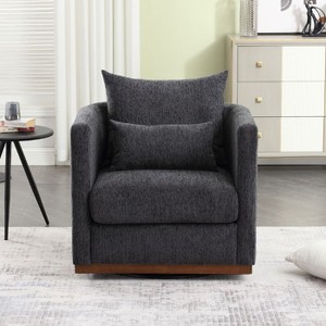 CAVINAS Swivel Barrel Chair with 360 Degree Rotation, Soft Fabric Upholstery and High-Density Cushion - 1 of 4
