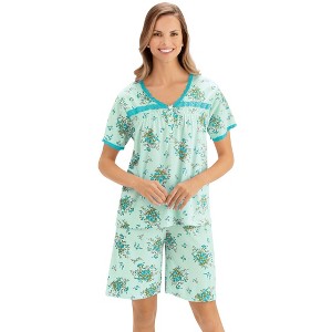 Collections Etc Lace Trim Pj Short Set - 1 of 4