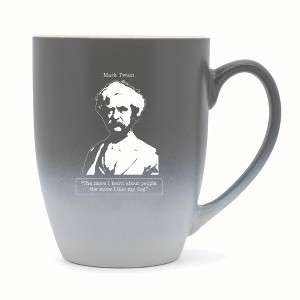 Elanze Designs The More I Learn About People The More I Like My Dog Two Toned Ombre Matte 10 ounce New Bone China Coffee Tea Cup Mug, Gray and White - 1 of 4