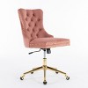 INFURNIC Task and Office Chairs Velvet Upholstered Tufted Button Swivel Chair with Golden Base for Home Office, Pink, 25.5"*19.7"*37.4" - 3 of 4