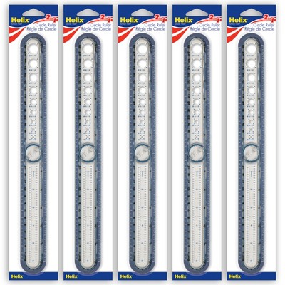 Helix 2-in-1 Circle Ruler Measuring & Compass Tool 12" / 30cm, Pack of 5
