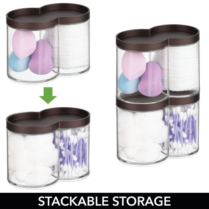 mDesign Plastic Dual Canister Jar Organizer Set with Storage Lid, 3 of 9