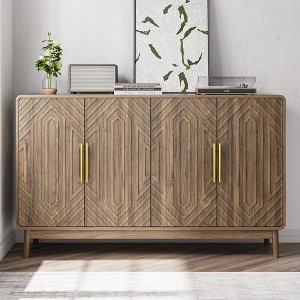 ORRD 4-Door Carved Sideboard with Adjustable Shelves Multifunctional Storage for Living/Entry/Office/Kitchen - 1 of 4