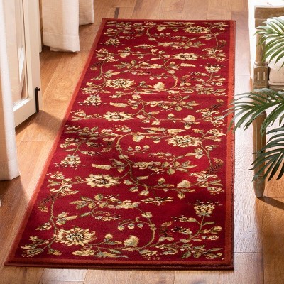 Red and Multi Synthetic Stain-Resistant Area Rug