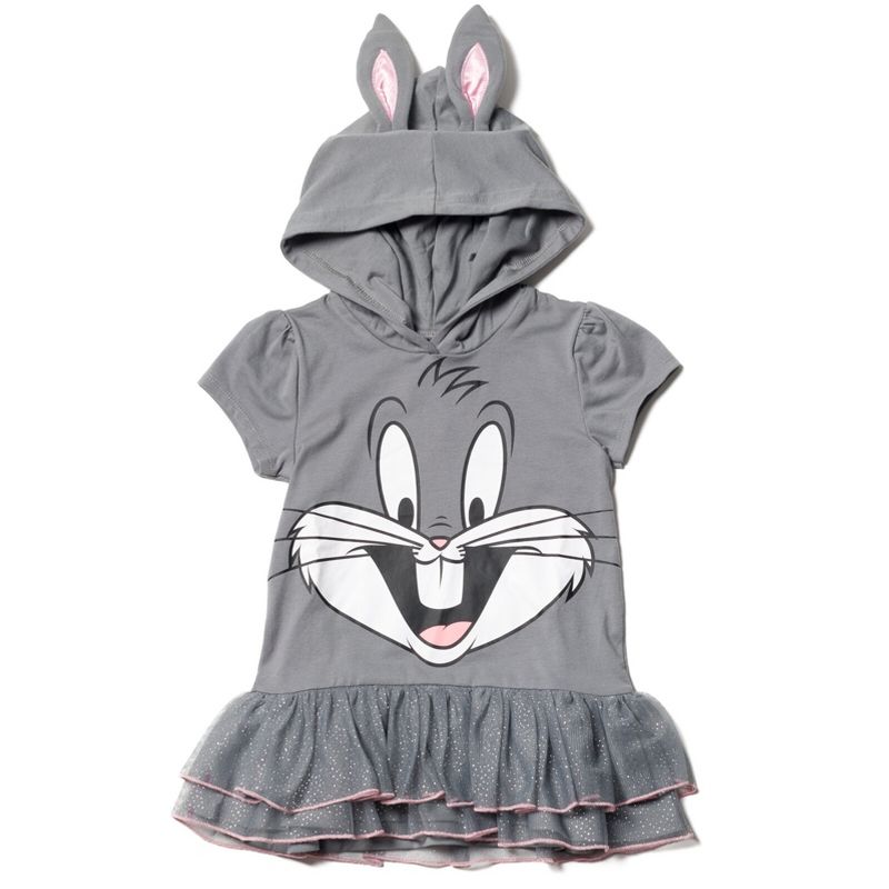 LOONEY TUNES Buggs Bunny Girls Cosplay T-Shirt Dress and Leggings Outfit Set Toddler, 3 of 8