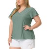 Agnes Orinda Women's Plus Size V Neck Eyelet Short Sleeve Casual Trendy Blouses - 2 of 4