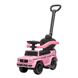 Best Ride On Cars Kids Outdoor Stroller Mercedes G-Wagon 3 in 1 Push Car, Baby Pink - 1 of 4