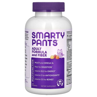 SmartyPants Adult Formula and Fiber, Lemon, Strawberry Banana, and Orange, 180 Gummies