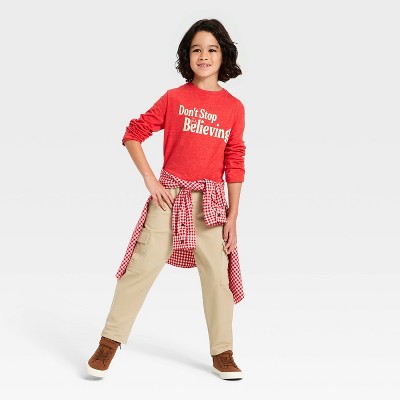 Детские Cat & Jack Boys' Long Sleeve "Don't Stop Believing" Graphic T-Shirt - Cat & Jack™ Red M — фото 3