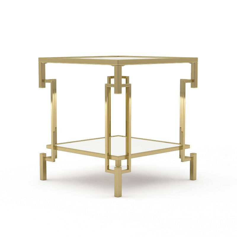 Costa Mesa Square Glass Top Contemporary End Table Champagne - miBasics, 6 of 8
