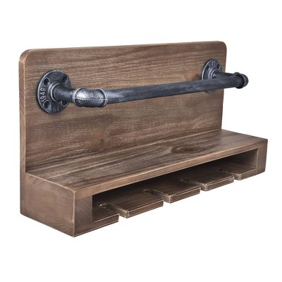 Rennes Dustrial Wine Rack Industrial Gray/Pine - Armen Living