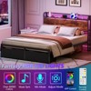 Furnulem Full Size Bed Frame with Headboard Storage Platform Bed Frame Full Size Charging Station and LED Lights - 2 of 4