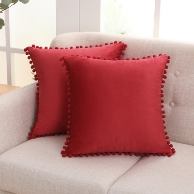 Deconovo Velvet Pom-Pom Pillow Covers 2 Pack, Cover Only
