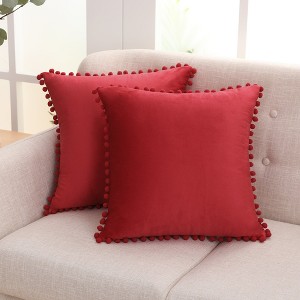 Deconovo Velvet Pom-Pom Pillow Covers 2-Pack – Multiple Sizes (Cover Only) - 1 of 4
