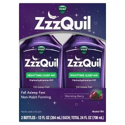 ZzzQuil Nighttime Sleep-Aid Liquid - Diphenhydramine HCl - Warming Berry Flavor - 2ct/ 24 fl oz Total