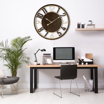 Sorbus 24" Brown Wooden Oversized Wall Clock