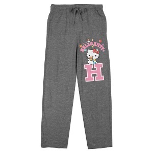 Hello Kitty Hot Pink H Women’s Gray Heather Sleep Pajama Pants - 1 of 3