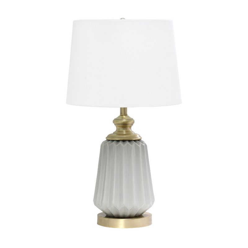 25&#34; Classic Fluted Ceramic/Metal Table Lamp with Fabric Shade Gray/White - Lalia Home, 1 of 10