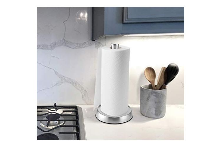 Kamenstein Perfect Tear Low Profile Stainless Steel Countertop Paper Towel Holder, One Handed Pull, Weighted Base to Prevent Tipping, 13 Inch, 4 of 5