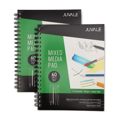 Juvale 2-Pack 60 Sheets Paper Notebook for Mixed Media Art, Spiral Binding Drawing Pad, 7x10 In