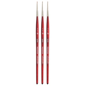 Princeton Velvetouch Spotter Brush, Synthetic Bristles, Short Handle Mixed Media Paintbrush, Scarlet, Size 5/0, Pack of 3 - 1 of 4