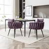 CENGHU Modern Velvet Dining Chairs Set of 2, Hand Weaving Accent Chairs, Upholstered Side Chair with Black Metal Legs - 2 of 4