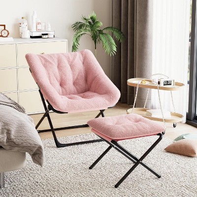 Saucer Chair, Plush Comfy Seat Accent Chair with Non-Slip Base for Adults, XL Lounge Chair for Bedroom, Dorm, Small Apartment