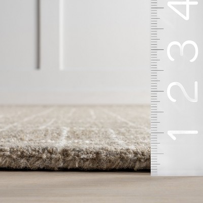 Handmade Tufted Wool Rectangular Area Rug in Sand, 5' x 8'