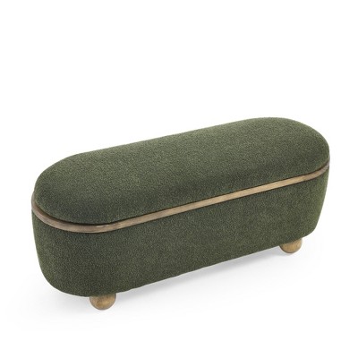 NicBex Modern 43.3" Storage Bench Accent Stools with Oval Wood Legs for Bedroom and Entryway