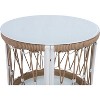 Vynxaria 17.32" Bohemian Outdoor Side Table - Handwoven Rope, Powder-Coated Steel Frame, 5mm Tempered Glass Top,Patio End Table for Drinks/Plants - 4 of 4