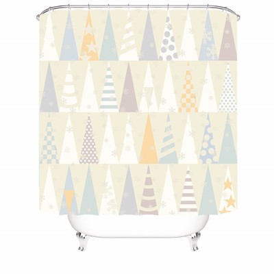 Striped Star Triangle Shower Curtains for Bathroom Waterproof Fabric Bath Curtain Durable Soft Stylish Bathroom Decor 72x72 Inch