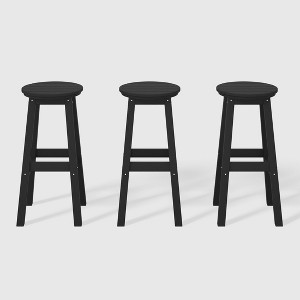 WestinTrends Malibu 29" All Weather Hdpe Outdoor Patio Round Backless Bar Stool (Set of 3) - 1 of 4