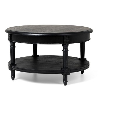 Maven Lane Pullman Traditional Round Wooden Coffee Table, Antiqued Black