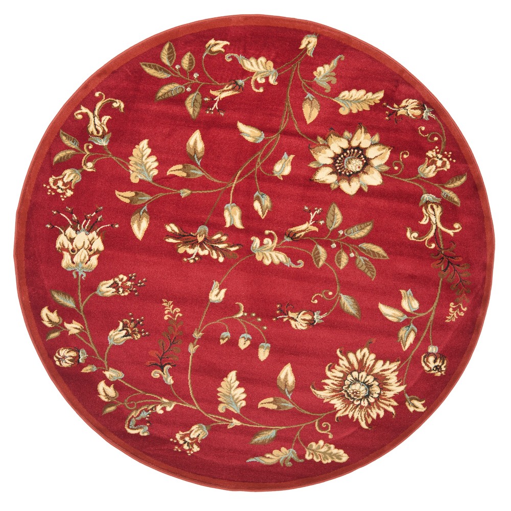 5'3inx5'3in Round Clare Floral Loomed Accent Rug Red/Multi Round - Safavieh