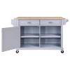 Rolling Kitchen Island, Mobile Kitchen Island with 2 Large Drawers, Towel and Seasoning Rack, 2 Spacious Storage Compartments with Adjustable - 2 of 4