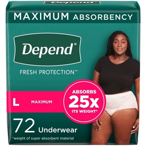 Depend Men's Incontinence Underwear, Size L - Gray (52 Count) for