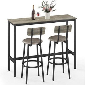 Zevemomo 3-Piece Counter Height Table Set, 31.5" High Top Table with 2 PU Stools, Space-Saving Bar Table Set for Small Spaces, Gray - 1 of 4