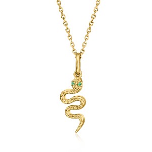 Pure Collection by Ross-Simons 18kt Gold Vermeil Snake Pendant Necklace With Emeralds - 1 of 4