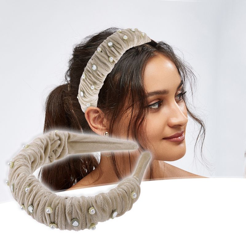 Unique Bargains Women's Rhinestone Faux Crystal Headband Hair Accessories 1.57 Inch Wide 1 Pc, 2 of 7