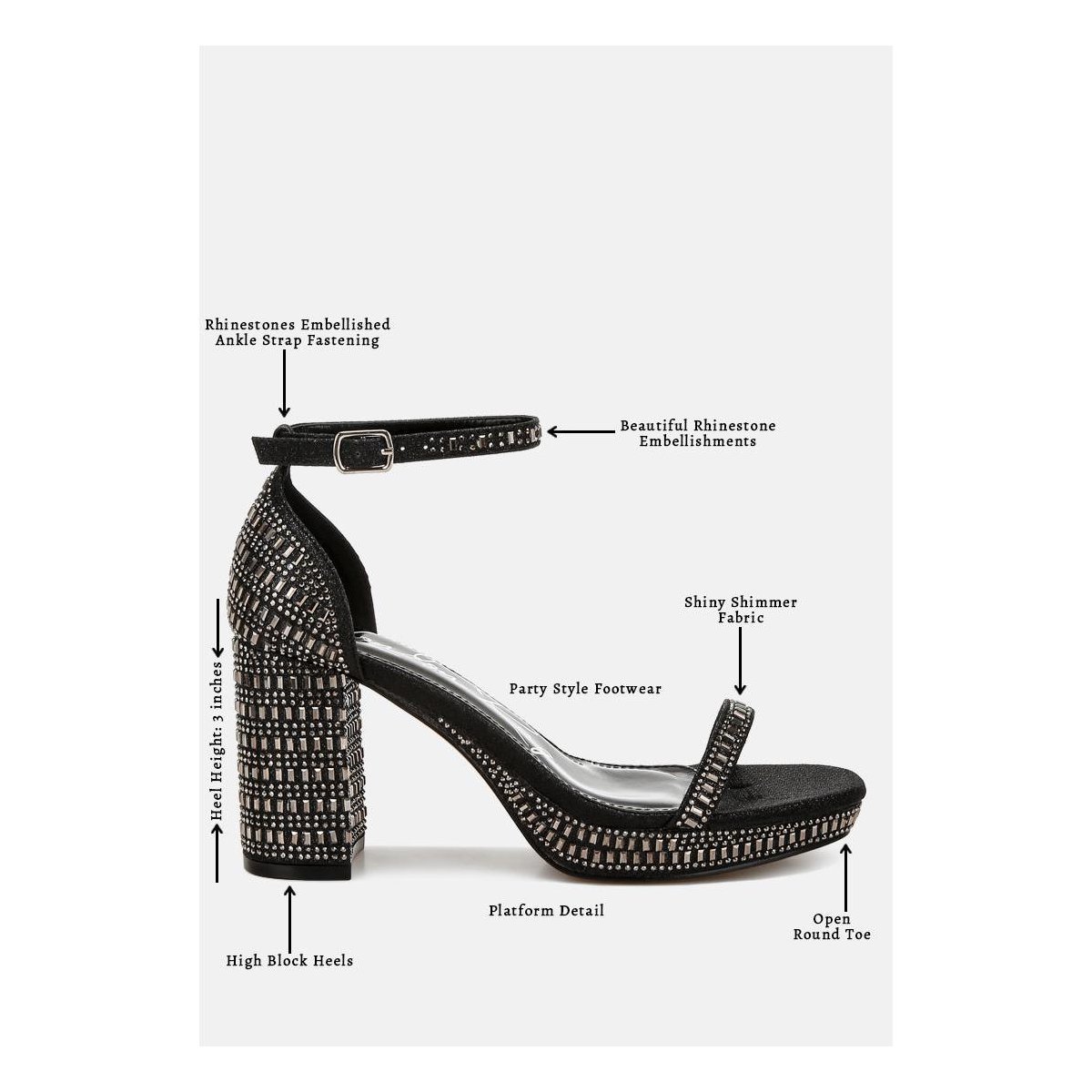 Женские сандалии London Rag Womens Ronan Rhinestones Embellished Block Sandals 6 — фото 6