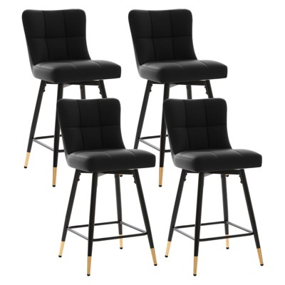 Bekrvio 26" Swivel Counter Height Bar Stools Set of 2,Modern Faux Leather Upholstered with Back,Counter Stool Chairs for Kitchen Island